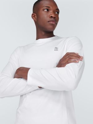 Camicia di cotone in jersey Brunello Cucinelli bianco