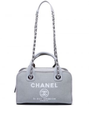 Kabelka s potlačou Chanel Pre-owned strieborná