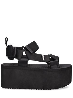 Sandali di nylon con platform Moschino nero