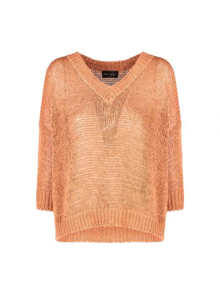 Nylonowy sweter bawełniany Roberto Collina pomarańczowy