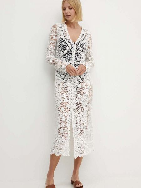 Pamučna maksi haljina Polo Ralph Lauren bijela