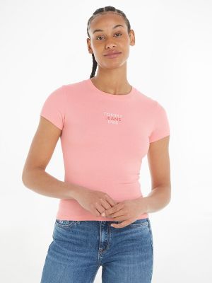 Camiseta slim fit manga corta Tommy Jeans rosa