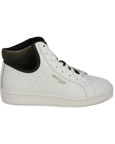 Sneakersy wysokie skorzane Roberto Cavalli Sport, biały