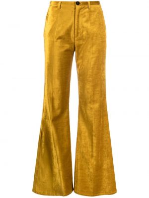 Zamatové nohavice Forte Forte žltá