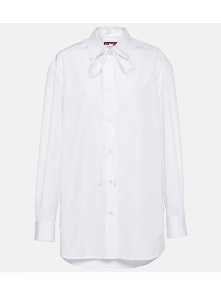 Camisa con lazo de algodón Gucci blanco