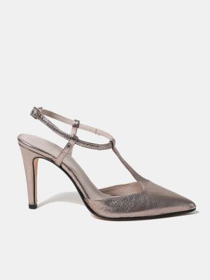 Женские туфли-лодочки Ava из металлизированной кожи с острым носком и каблуком-шпилькой Mint & Rose, серебро