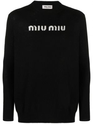 Жакардов пуловер Miu Miu черно