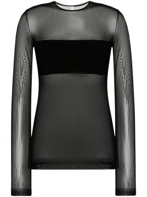 Мрежеста прозрачна тениска Norma Kamali черно