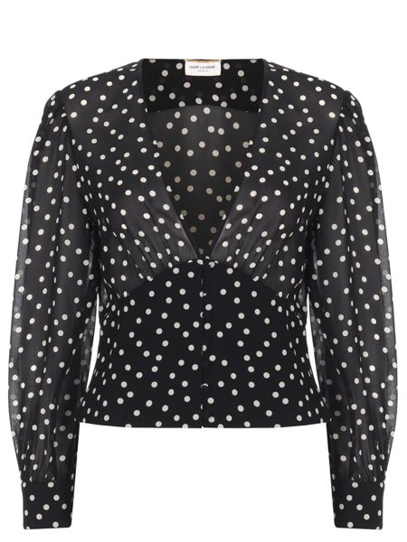 Шелковая блузка в горошек Saint Laurent