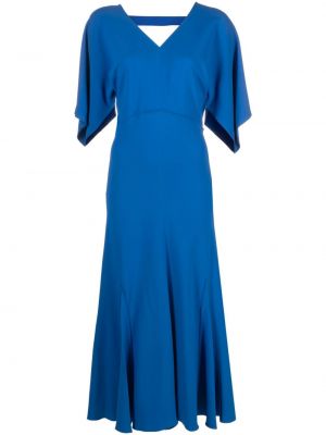 Rochie midi drapată Victoria Beckham albastru