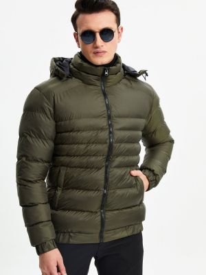 Zimní kabát s kapucí River Club khaki