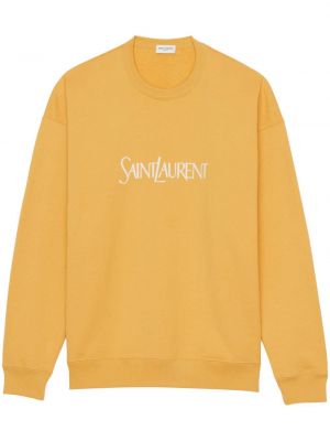 Raštuotas medvilninis džemperis Saint Laurent geltona