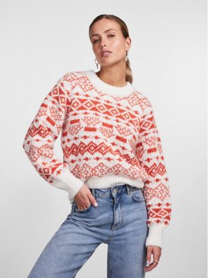 Пуловер Pieces червено