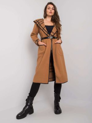 Kabát s kapucňou Fashionhunters hnedá