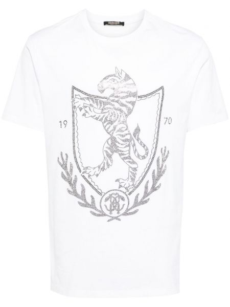 Βαμβακερή μπλούζα Roberto Cavalli λευκό