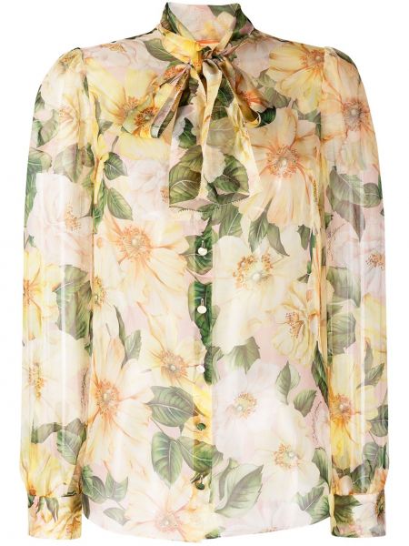 Camisa de flores con estampado Dolce & Gabbana amarillo