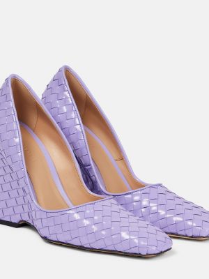 Кожаные туфли на танкетке Bottega Veneta фиолетовые