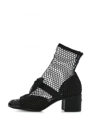 Мрежести полуотворени обувки с кристали Chanel Pre-owned черно