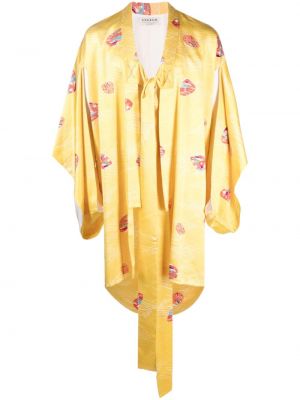 Hedvábný kabát s potiskem A.n.g.e.l.o. Vintage Cult žlutý