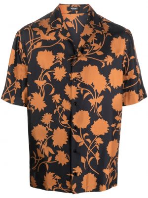 Копринена риза на цветя с принт Versace