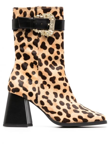 Členkové čižmy s potlačou s leopardím vzorom Versace Jeans Couture
