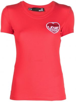 Brodert t-skjorte Love Moschino rød