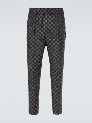 Flanelové vlněné kalhoty Gucci šedé