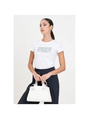 Koszulka slim fit z krótkim rękawem bawełniana Armani Exchange biała
