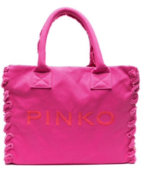 Plážová kabelka s výšivkou Pinko růžová