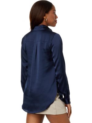 Атласная блузка с длинным рукавом Michael Michael Kors синяя