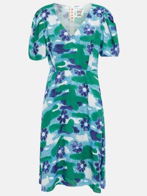 Μίντι φόρεμα με σχέδιο με λαιμόκοψη v Marni μπλε