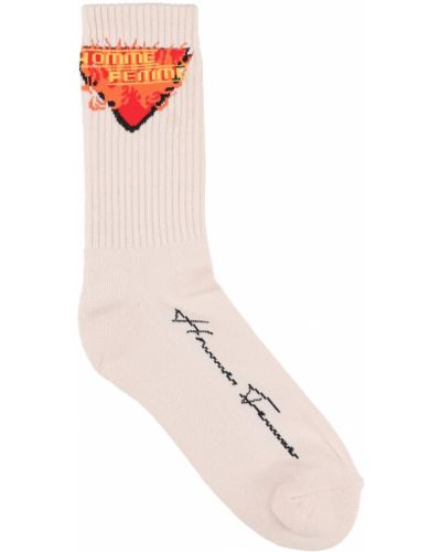 Bavlnené ponožky Homme + Femme La biela