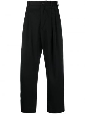 Vlněné volné kalhoty s páskem Ann Demeulemeester - černá