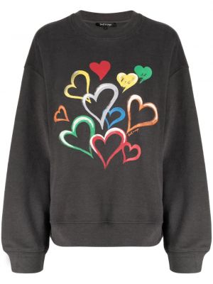 Raštuotas medvilninis džemperis su širdelėmis Tout A Coup pilka