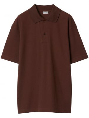 Medvilninis siuvinėtas polo marškinėliai Burberry ruda