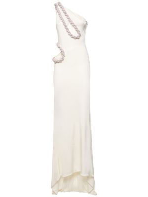 Viskózové saténové šaty Stella Mccartney biela