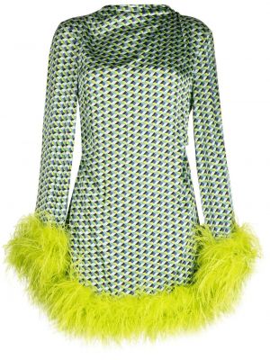 Mini suknele su plunksnomis Rachel Gilbert žalia
