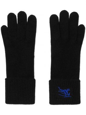 Pletené rukavice s výšivkou Burberry černé