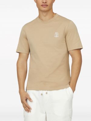 T-shirt en coton à imprimé Brunello Cucinelli beige