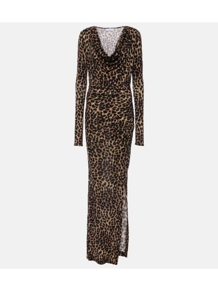 Leopard trykt ull dress Blumarine brun