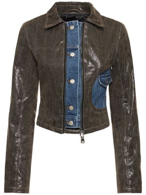 Mākslīgas ādas dabīgās ādas džinsa jaka Andersson Bell brūns