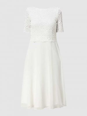 Sukienka koktajlowa szyfonowa koronkowa Vera Mont biała