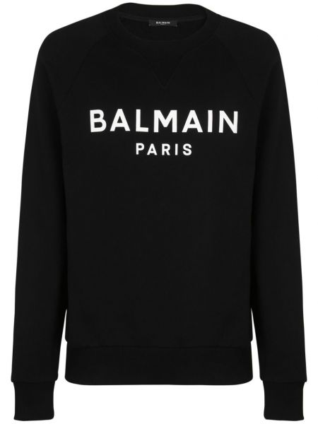 Βαμβακερός μακρύ φούτερ με σχέδιο Balmain μαύρο