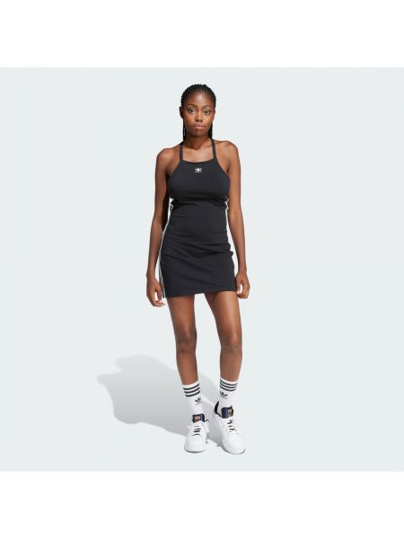 Sukienka mini w paski z nadrukiem Adidas Originals czarna