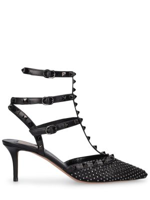 Мрежести ниски обувки с ток Valentino Garavani черно