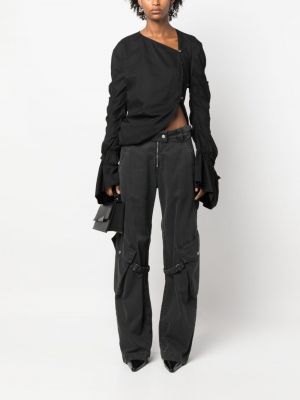 Bluzka bawełniana asymetryczna drapowana Acne Studios czarna