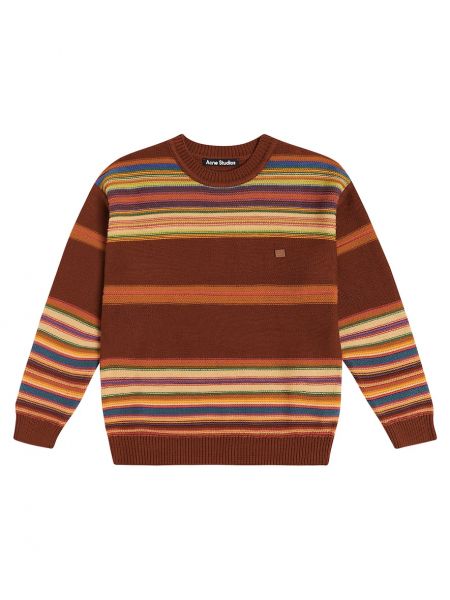 Stribet bomuld striktrøje for piger Acne Studios Kids brun