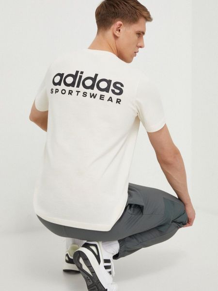 Pamučna majica Adidas bež