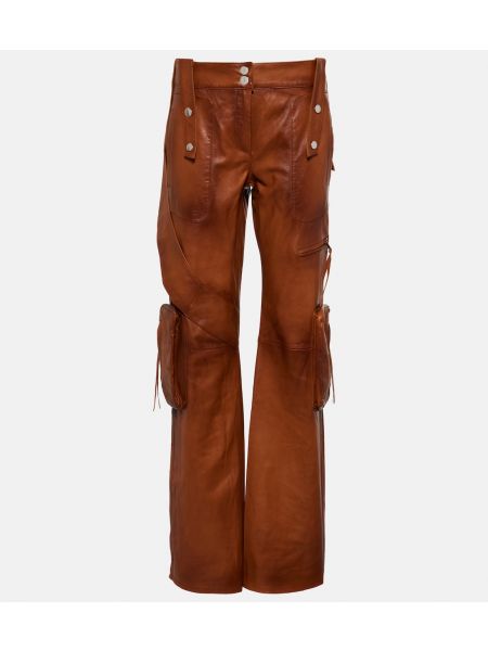 Кожаные брюки карго Blumarine коричневые