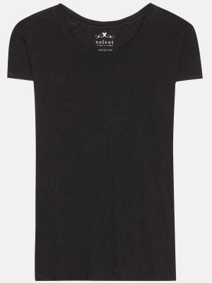 Хлопковая бархатная футболка Velvet черная
